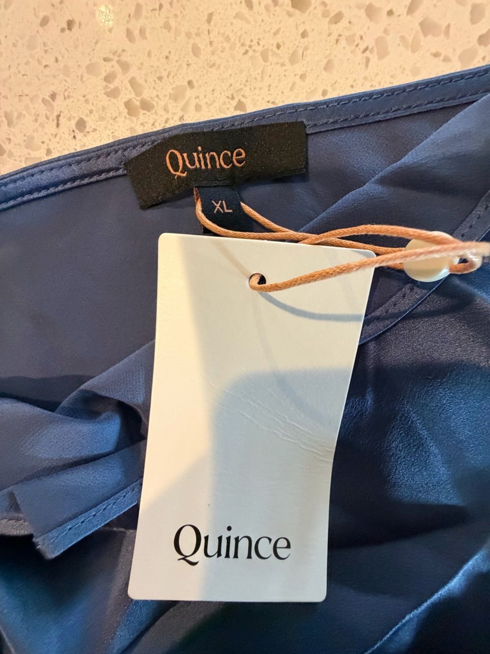 Quince 100% Washable Silk Long Sleeve Mini Dress Moonstone Blue XL - Picture 8 of 8